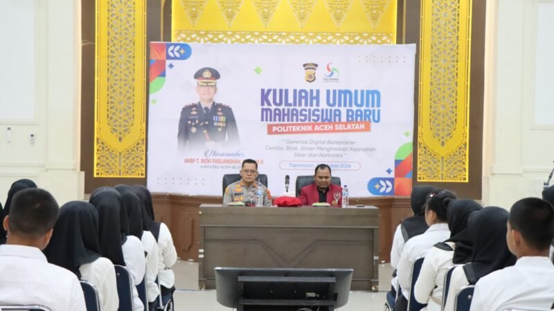 Kuliah Umum, Kapolres Aceh Selatan Edukasi Mahasiswa Poltas tentang Bahaya Narkotika dan Kejahatan Siber