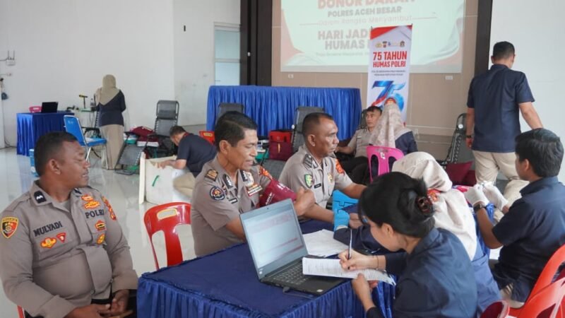 HUT Humas Polri ke-75, Polres Aceh Besar Donor Darah Bersama PMI